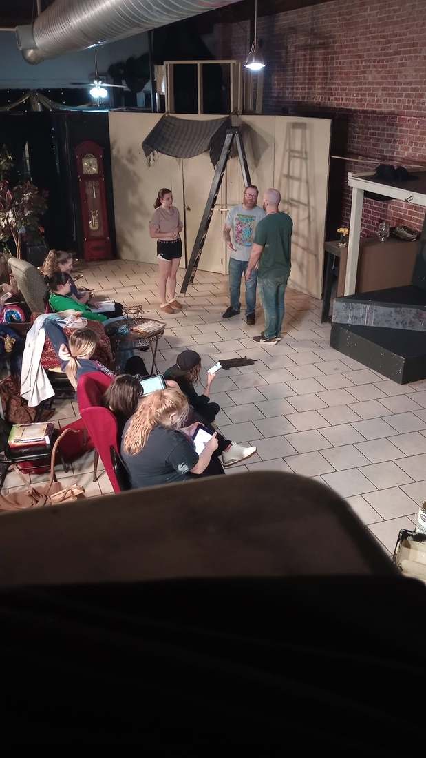 The cast spread across the studio floor during a Twisted rehearsal
